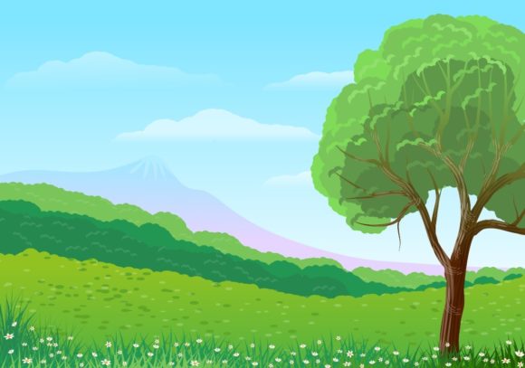 3 Illustrated Backgrounds with Landscape for Creative Projects