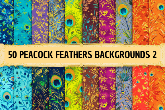 50 Peacock Feathers Backgrounds 2: A Designer's Toolkit