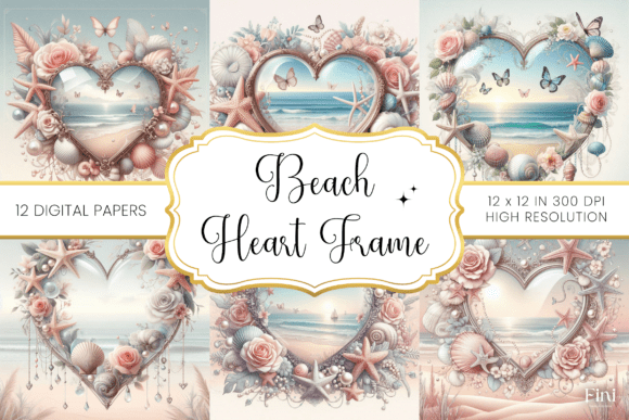 Beach Heart Frame Backgrounds for Your Next Project