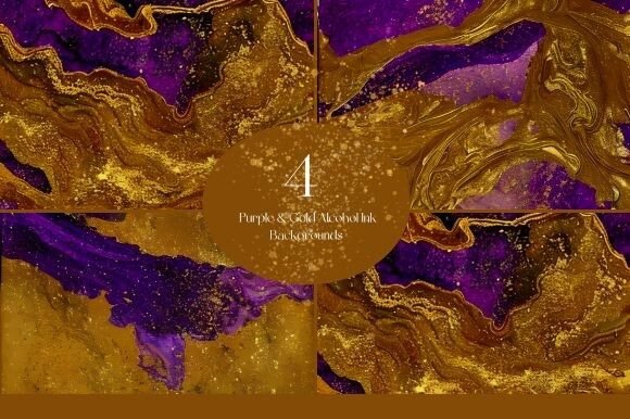 Purple and Gold Alcohol Ink Backgrounds: A Designer's Dream