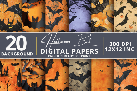 Unleashing the Night: Halloween Bat Digital Paper Backgrounds